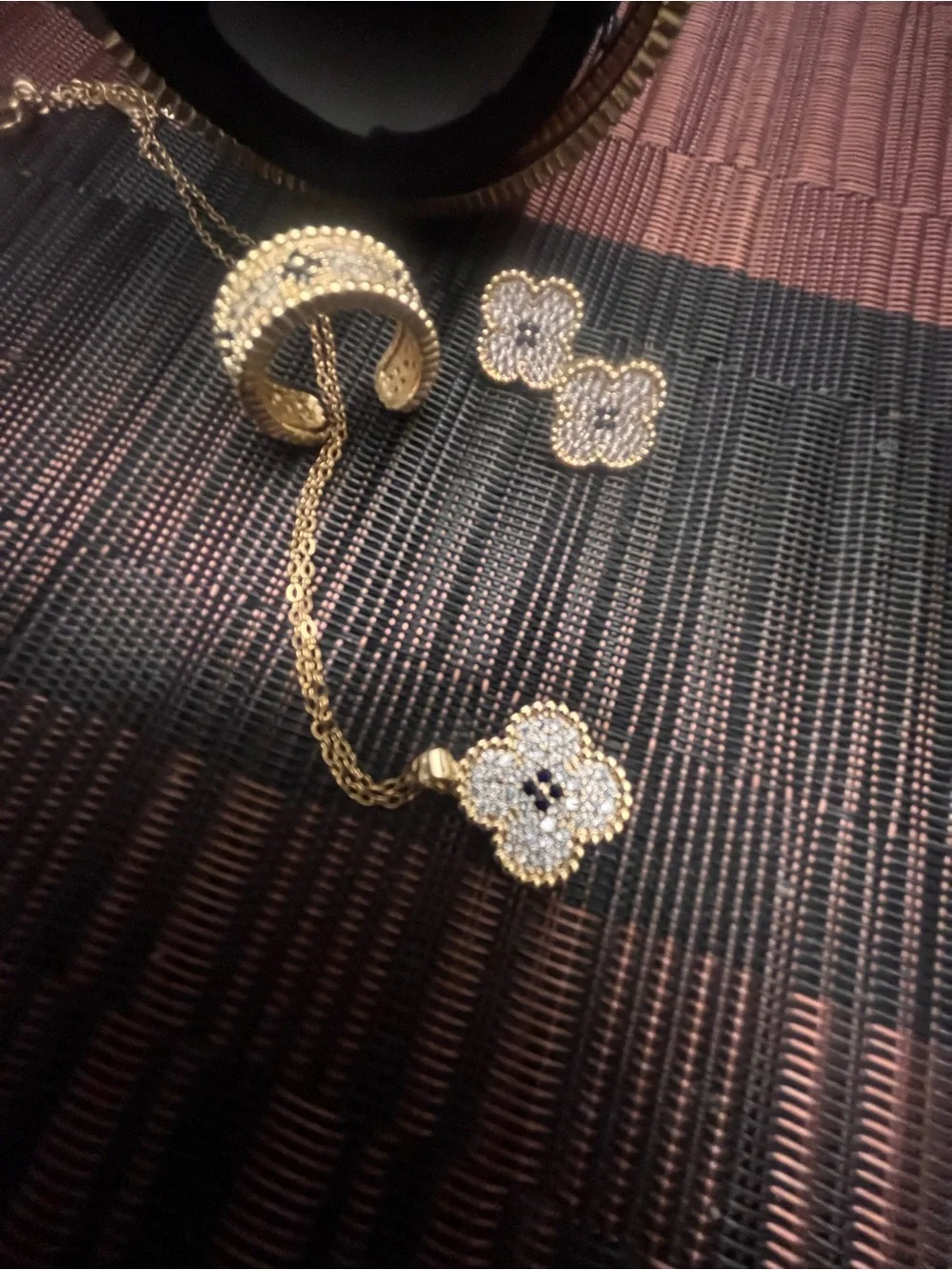 Gold-Tone Crystal Bangle Bracelet and Jewelry Set - Women Accessories